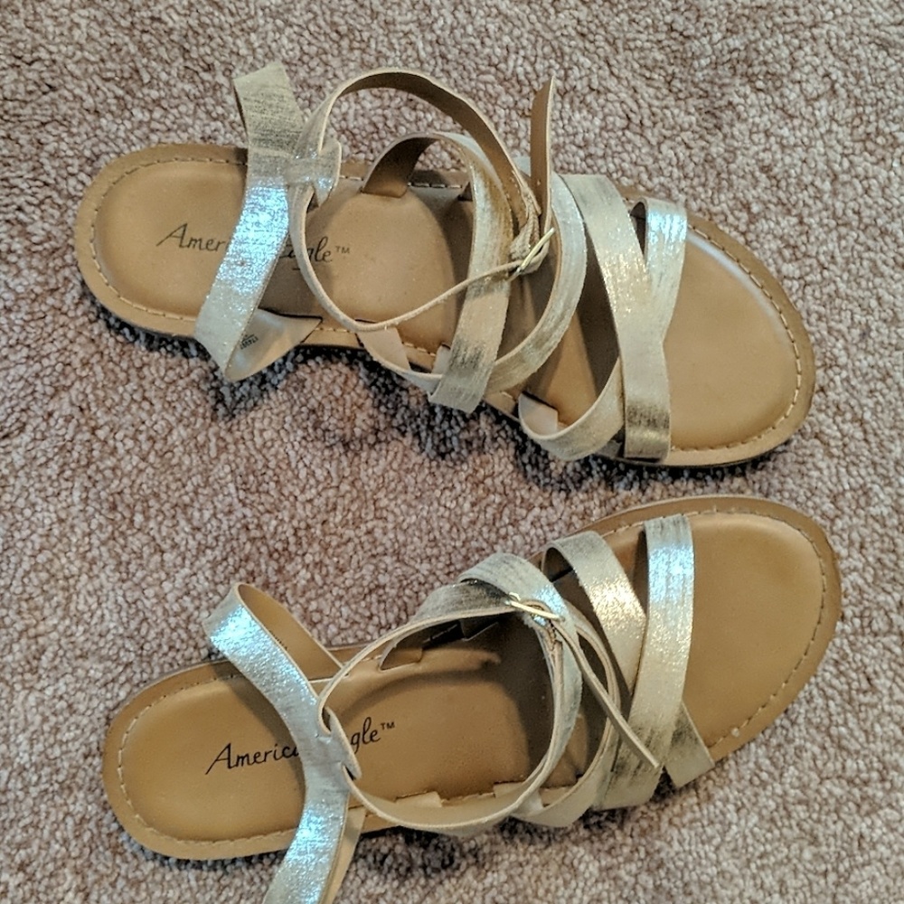 Gold American Eagle sandals
